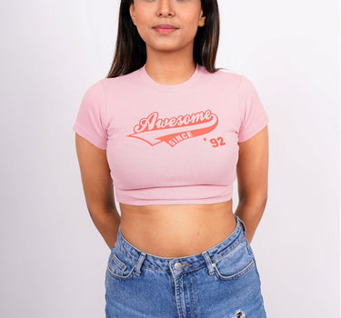 Awesome - Burger Bae Round Neck Crop Baby Tee - BurgerBae