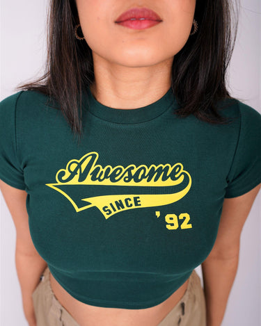 Awesome - Burger Bae Round Neck Crop Baby Tee - BurgerBae
