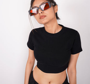 Basic - Burger Bae Round Neck Crop Baby Tee - BurgerBae