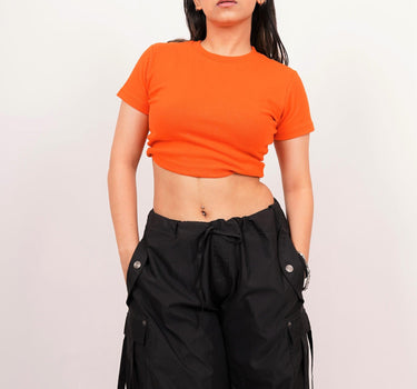 Basic - Burger Bae Round Neck Crop Baby Tee - BurgerBae