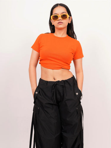 Basic - Burger Bae Round Neck Crop Baby Tee - BurgerBae