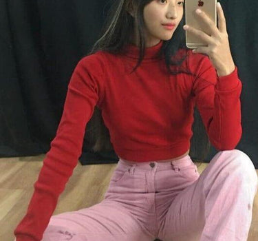 Basic Turtleneck Turtle-Necks Burger Bae XS Red 