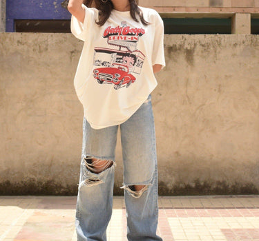 Betty Boop Drive In Tee (T-shirt) Oversized T-shirt Burger Bae Oversize Fit White 
