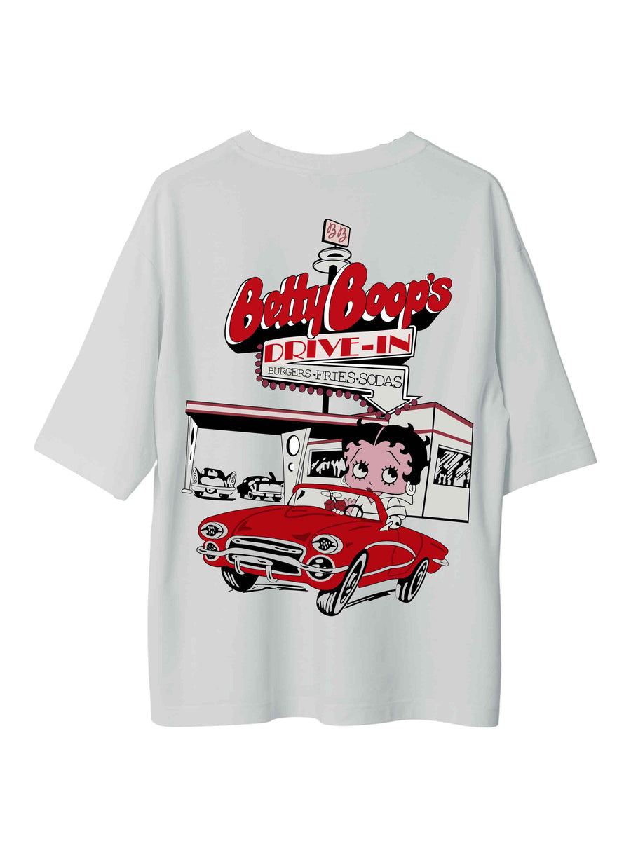 Betty Boop Drive In  - Burger Bae Oversized  Tee For Men and Women