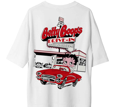 Betty Boop Drive In  : Burger Bae Oversized  Tee For Men and Women