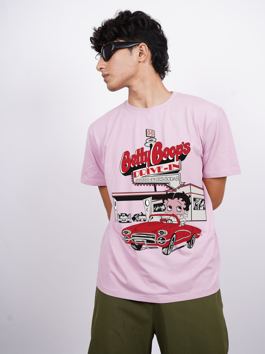 Betty Boop Drive In  - Burger Bae Oversized  Tee For Men and Women