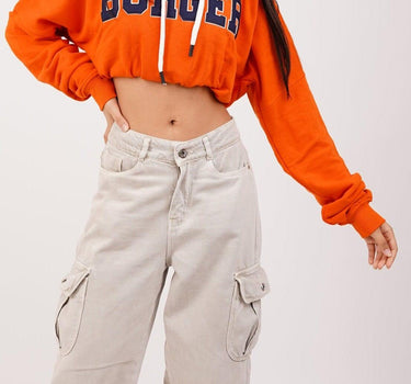Big Logo Knot Crop Hoodie Hoodies Burger Bae Free Size Bright Orange 