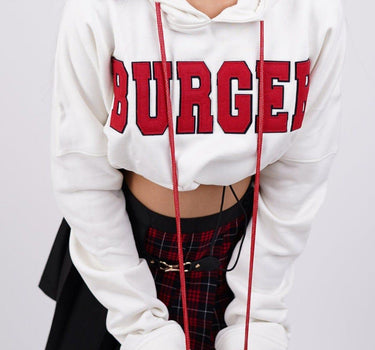 Big Logo Knot Crop Hoodie Hoodies Burger Bae 