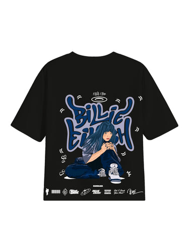 The Billie Eilish Cartoon Art Drop Sleeved Tee for Men and Women