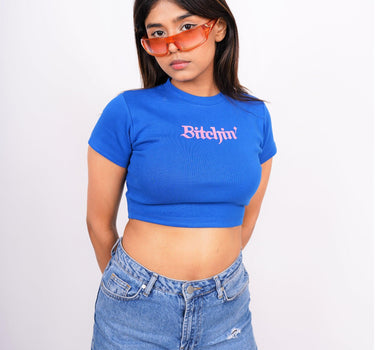 Bitchin - Burger Bae Round Neck Crop Baby Tee - BurgerBae