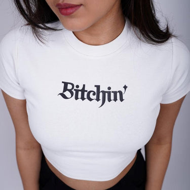 Bitchin - Burger Bae Round Neck Crop Baby Tee - BurgerBae