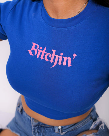 Bitchin - Burger Bae Round Neck Crop Baby Tee - BurgerBae
