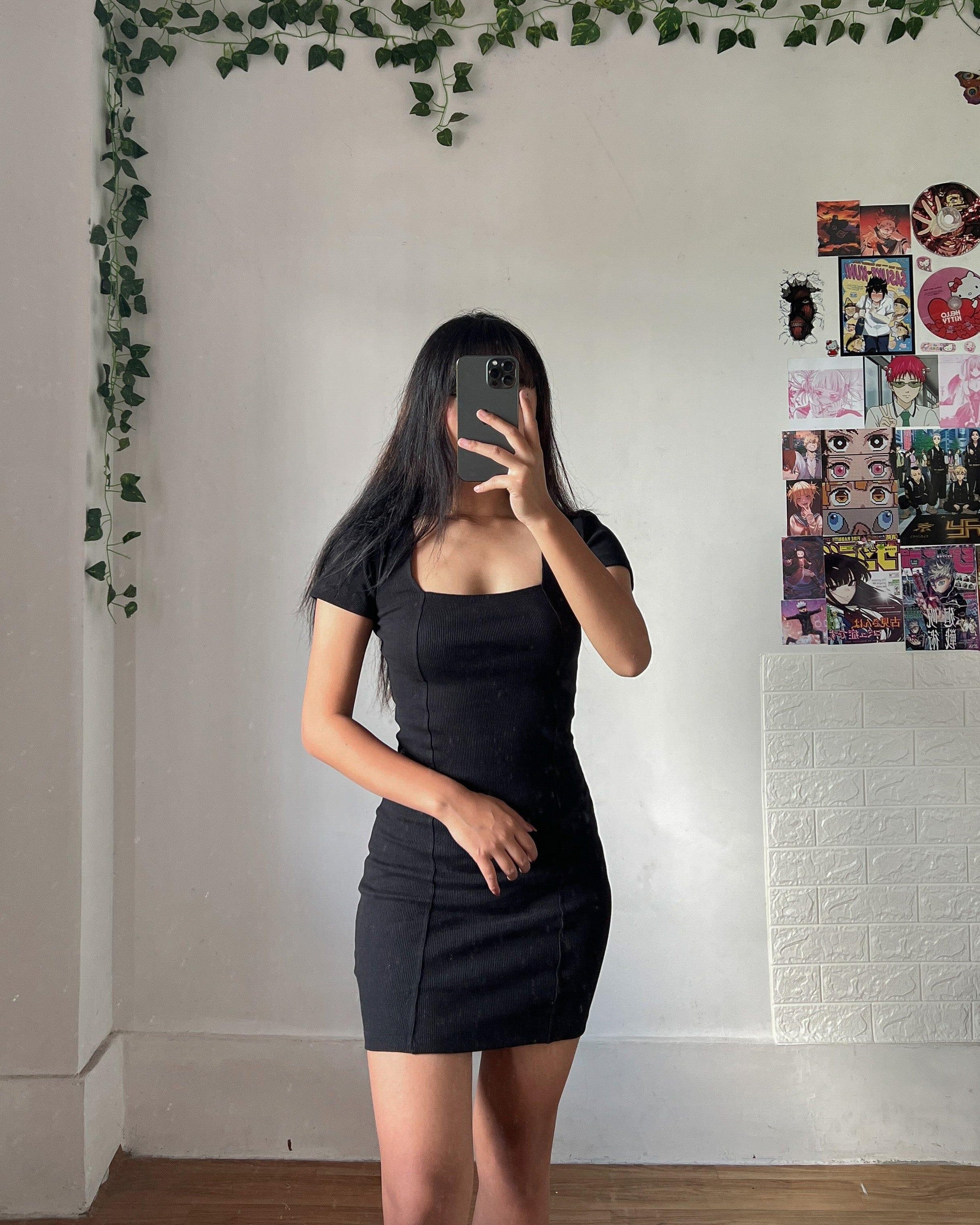 Veronica Dress (Women Bodycon Square Neck Dress) Black For Women