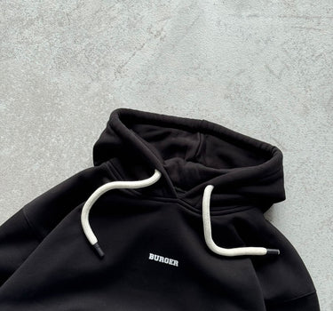 Black : Ye Burger Logo Heavyweight Baggy Hoodie For Men and Women