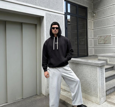 Black : Ye Burger Logo Heavyweight Baggy Hoodie For Men and Women