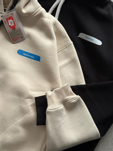 Texts First- Replies Late Couple Hoodie