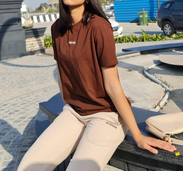 BOMBay Set (Tee+Irish Track) Co-ord set Burger Bae S CoffeBrown-Beige 