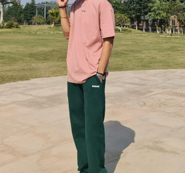 BOMBay Set For Men (Tee+Irish Track) Co-ord set Burger Bae S Salmon-BottleGreen 