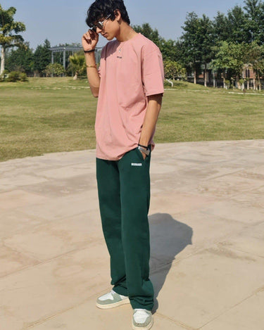 BOMBay Set For Men (Tee+Irish Track) Co-ord set Burger Bae S Salmon-BottleGreen 