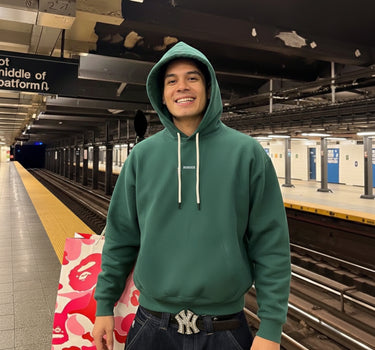 Bottle Green : Ye Burger Logo Heavyweight Baggy Hoodie For Men and Women