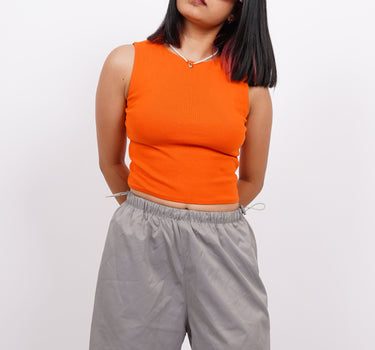 Basic : Burger Bae Bright Orange Sleeveless Rachel Tank For Women