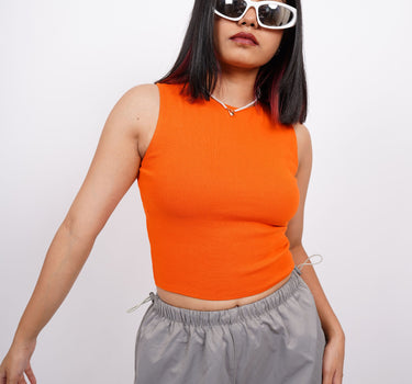 Basic : Burger Bae Bright Orange Sleeveless Rachel Tank For Women