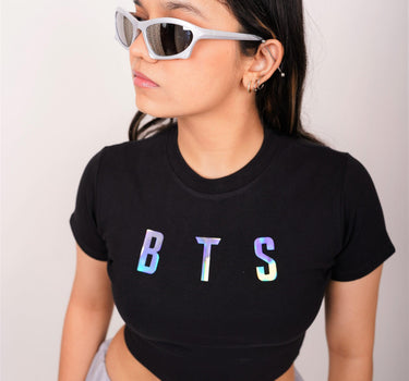 BTS -Burger Bae Round Neck Crop Baby Tee - BurgerBae
