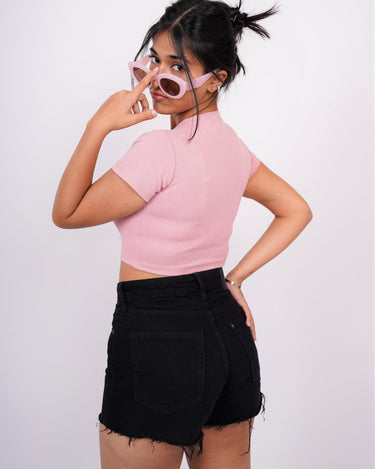 Buldak Ramen Carbonara - Burger Bae Round Neck Crop Baby Tee For Women - BurgerBae