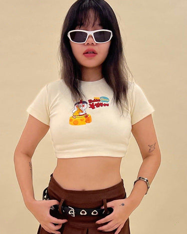 Buldak Ramen Cheese Baby Tee (T-shirt) Tops Burger Bae XS Off White 