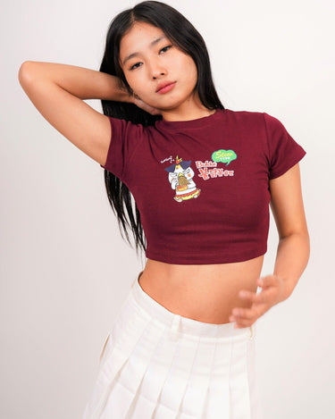 Buldak Ramen Stew Type - Burger Bae Round Neck Crop Baby Tee - BurgerBae