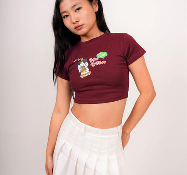 Buldak Ramen Stew Type - Burger Bae Round Neck Crop Baby Tee - BurgerBae