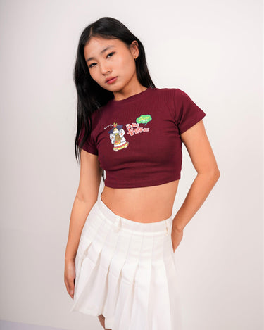 Buldak Ramen Stew Type - Burger Bae Round Neck Crop Baby Tee - BurgerBae