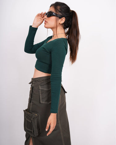 Burger Bae Full Sleeve Round Neck Top (Basic Y2K Top) - BurgerBae