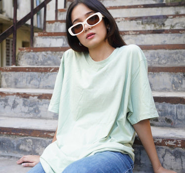 Basic Oversized Tee (T-shirt) Oversized T-shirt Burger Bae Free Size Apple Green 