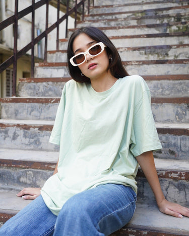 Basic Oversized Tee (T-shirt) Oversized T-shirt Burger Bae Free Size Apple Green 