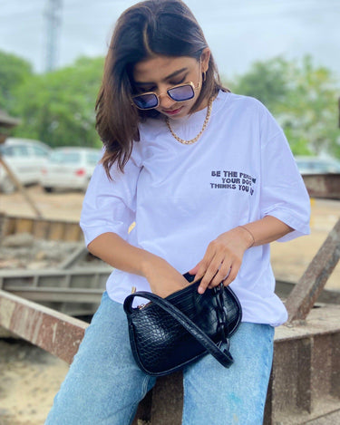 Dog Person Oversized Tee (T-shirt) Oversized T-shirt Burger Bae Free Size White 