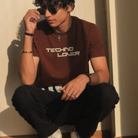 Techno Lover Regular Tee (T-shirt) For Men T-shirt Burger Bae S Coffee Brown 