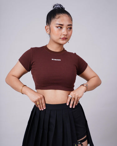 Brown Burger logo Gigi Tee (T-shirt) Tops Burger Bae XS Coffee Brown 