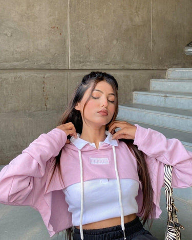 Burger Bust Crop Hoodie Hoodies Burger Bae Free Size Lilac 