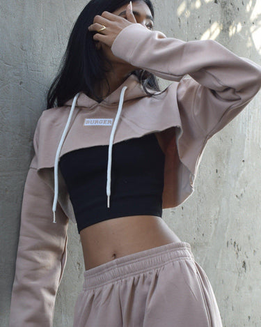 Burger Bust Crop Hoodie Hoodies Burger Bae 