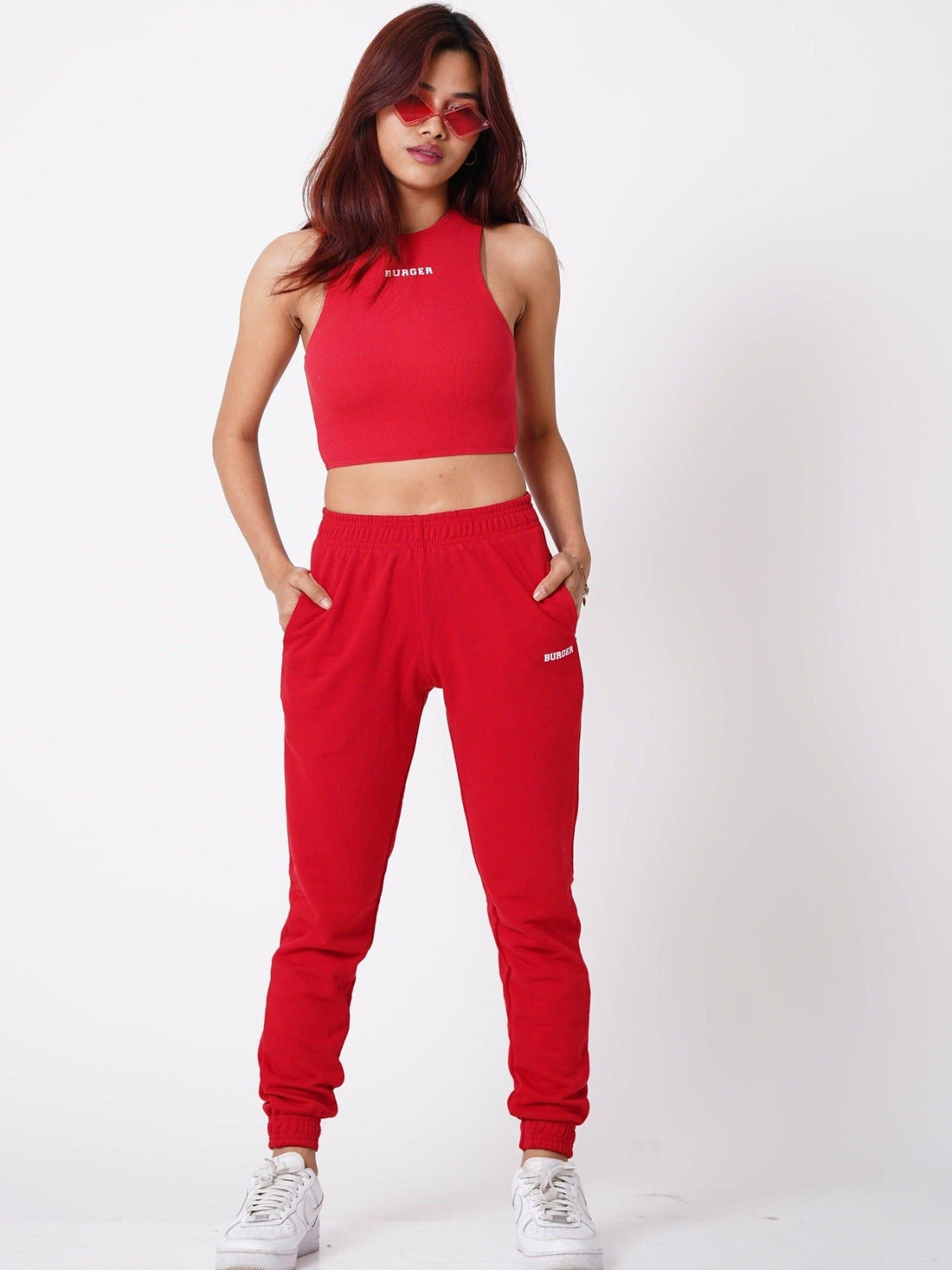 Burger Co-Ord Set (Racer + Gathered Track) Co-ord set Burger Bae XS Red 