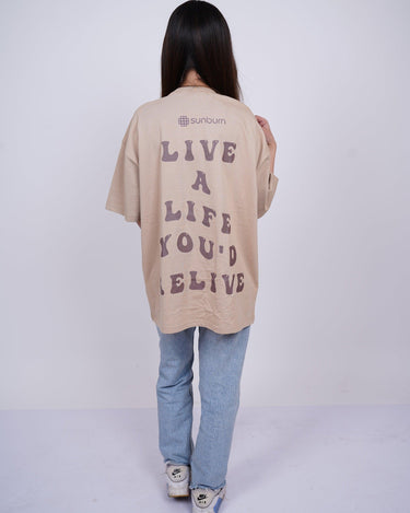 Burger x Sunburn Live A Life You'd Live Drop-Sleeved Tee (T-shirt) - BurgerBae