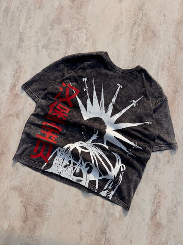 Last Ruler Acid Wash Drop Sleeved Tee for Men & Women