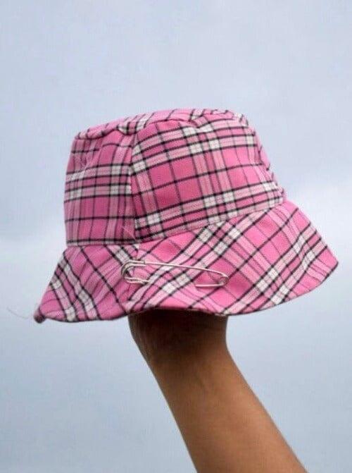 Clueless Bucket Hat Accessories Burger Bae Free-Size Pink Check 
