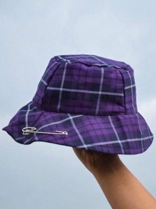 Clueless Bucket Hat Accessories Burger Bae Free-Size Purple Check 