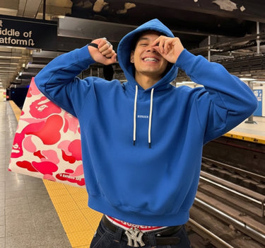 Cobalt Blue : Ye Burger Logo Heavyweight Baggy Hoodie For Men and Women