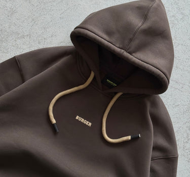 Cocoa Brown : Ye Burger Logo Heavyweight Baggy Hoodie For Men and Women