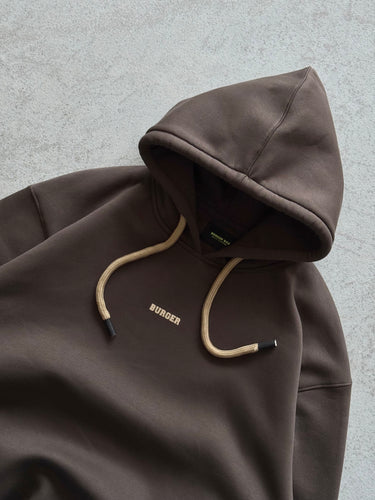 Cocoa Brown : Ye Burger Logo Heavyweight Baggy Hoodie For Men and Women