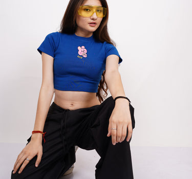 Cooky Bt21 : Burger Bae Round Neck Crop Baby Tee For Women