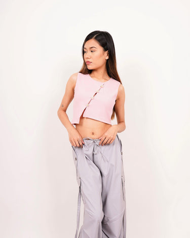 Crop Daisy Button Tank Top - BurgerBae